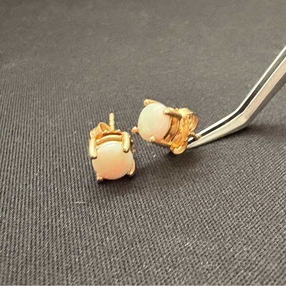 14k Gold Opal Stud Earrings - Picture 3 of 5